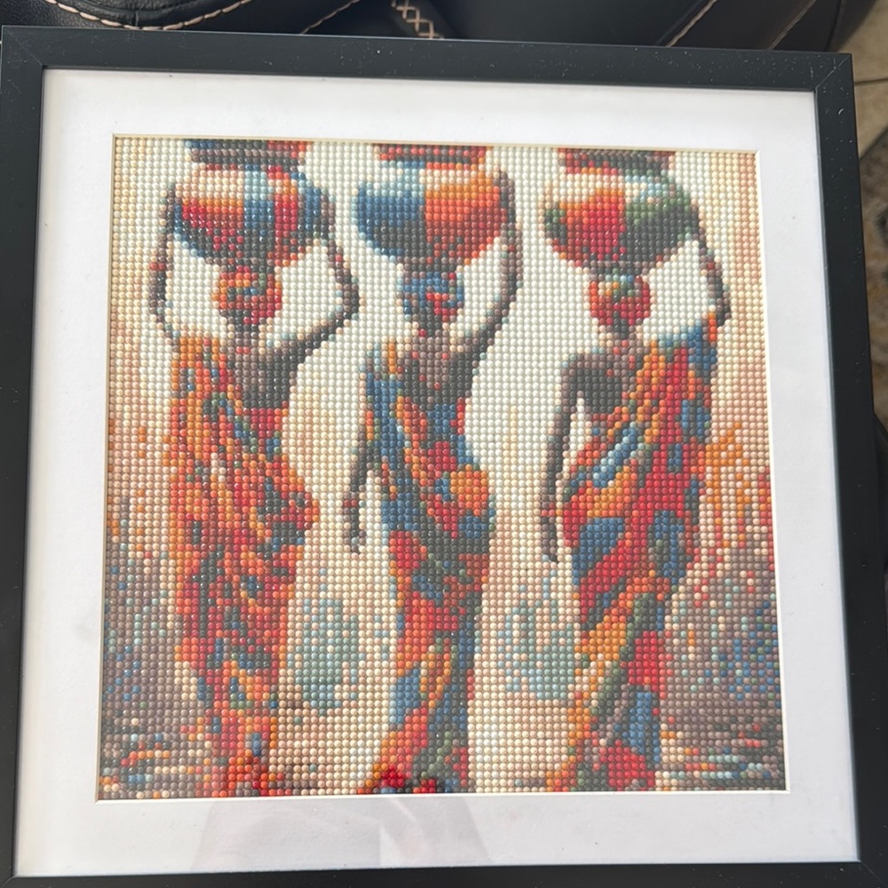 Diamond Art Vibrant Red and Orange Mixed Media Art Piece